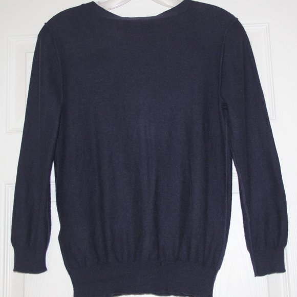 JUICY COUTURE Navy Blue Cotton Cashmere Cardigan Sweater Crown Button Front Sz S - Picture 6 of 8